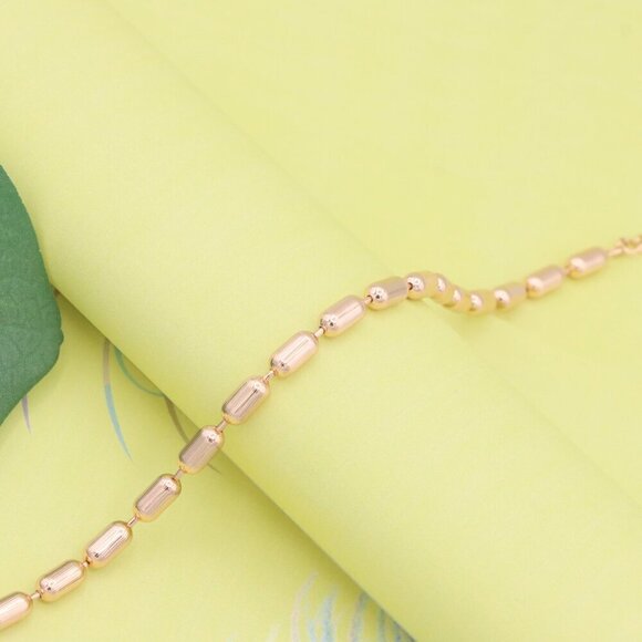 "Textured Barrel Beads Rose Gold Bracelet with Adjustable Extender, XPBL1135 - Picture 5 of 13